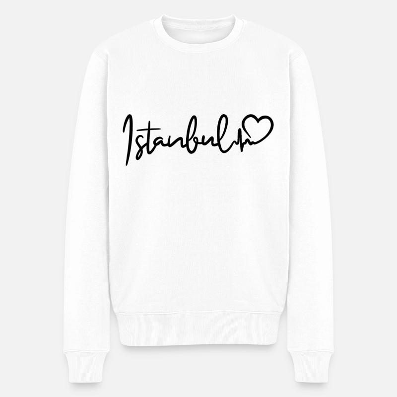 Istanbul Herzschlag - Männer Premium Bio Pullover - Weiß