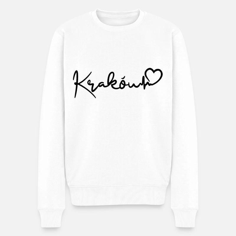 Krakow Herzschlag - Männer Premium Bio Pullover - Weiß