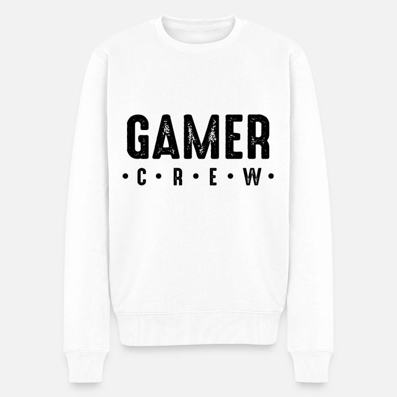 Gamer Crew - Männer Premium Bio Pullover - Weiß