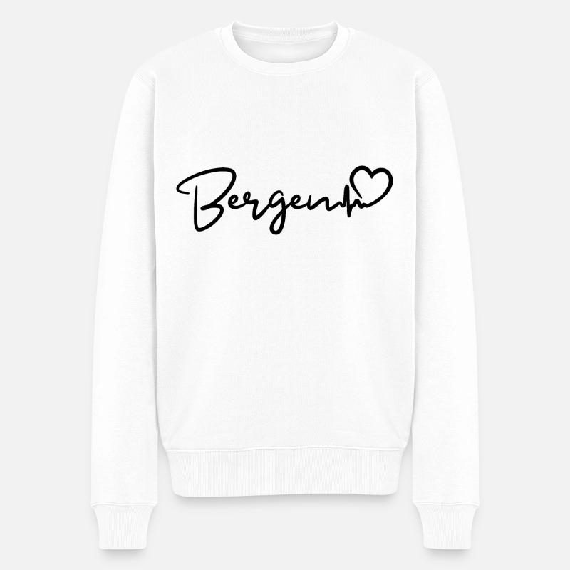 Bergen Herzschlag - Männer Premium Bio Pullover - Weiß