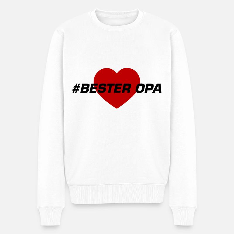 Bester Opa Herz Liebe - Männer Premium Bio Pullover - Weiß