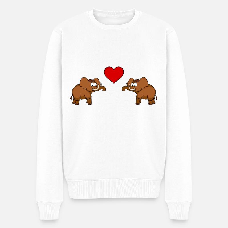 Mammut Comic Paar Liebe - Männer Premium Bio Pullover - Weiß