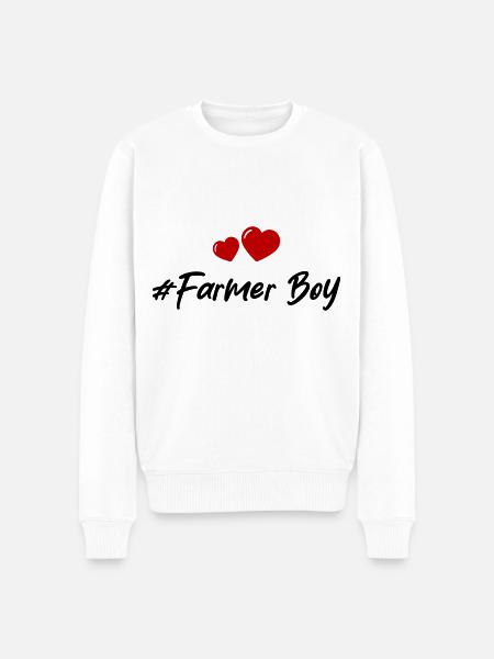 Farmer Boy Heart Love - Men's Premium Organic Jumper - white