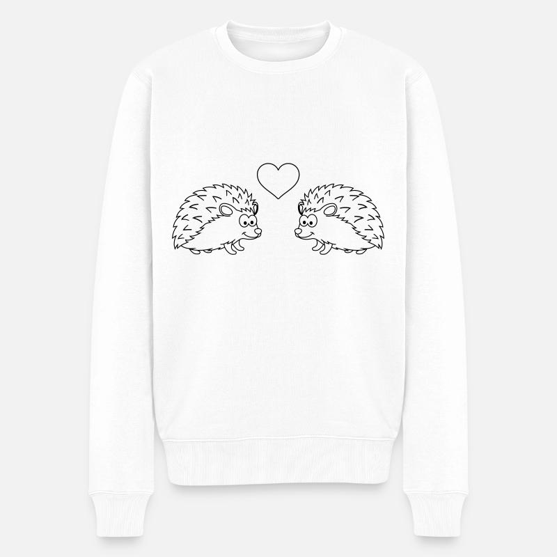Hedgehog Comic Couple Amour - Pull Premium bio Homme - blanc