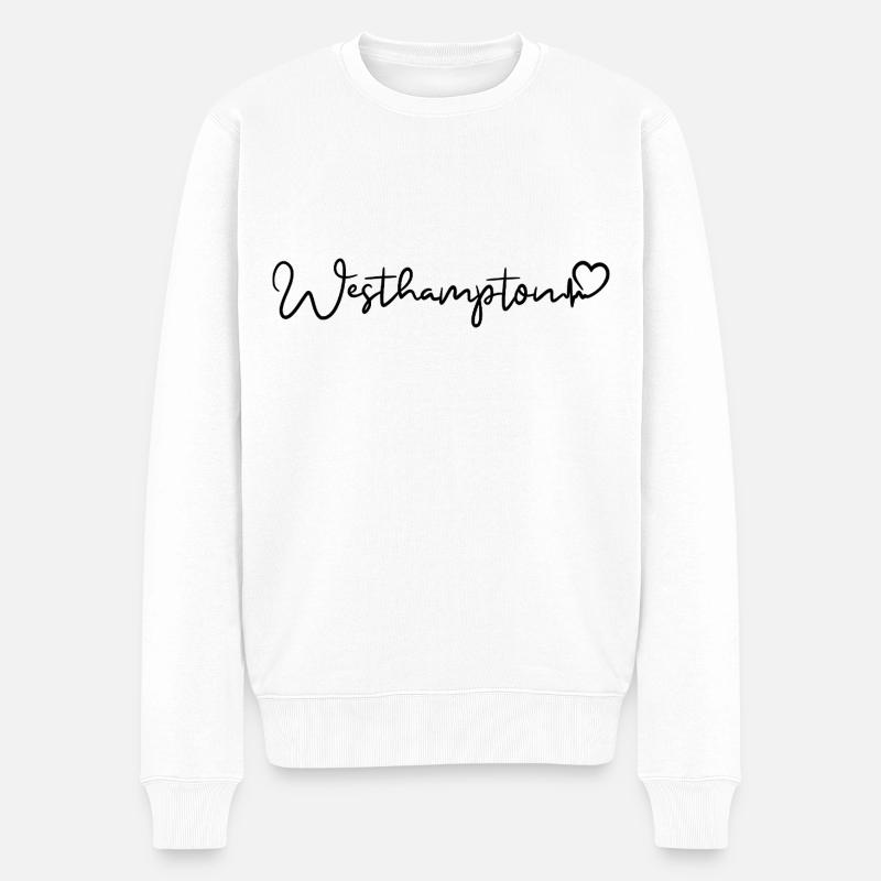 Westhampton Herzschlag - Männer Premium Bio Pullover - Weiß