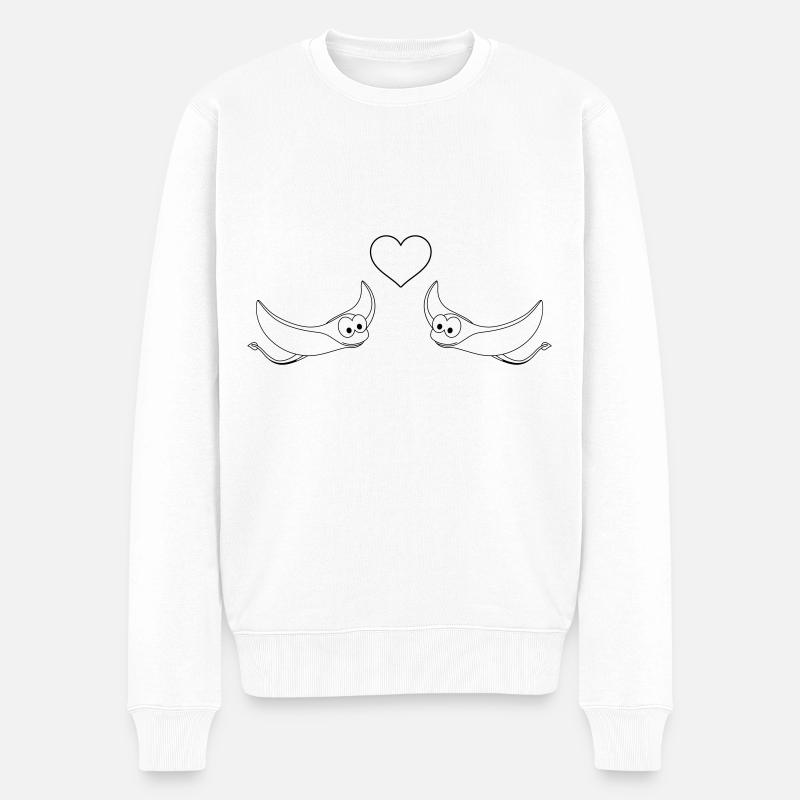 Rochen Comic Tier Paar liebe - Männer Premium Bio Pullover - Weiß