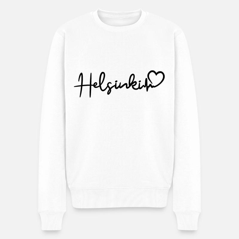 Helsinki Herzschlag - Männer Premium Bio Pullover - Weiß
