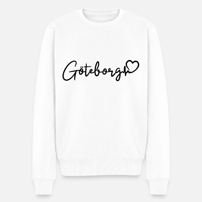 Göteborg Herzschlag - Männer Premium Bio Pullover - Weiß