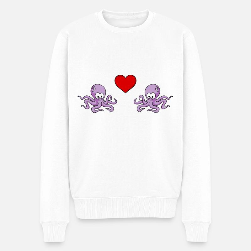 Krake Comic Couple amour - Pull Premium bio Homme - blanc