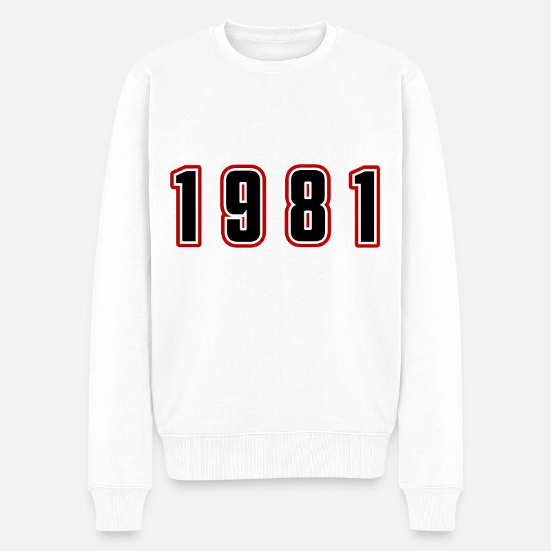 1981 Jahr Zahl - Männer Premium Bio Pullover - Weiß
