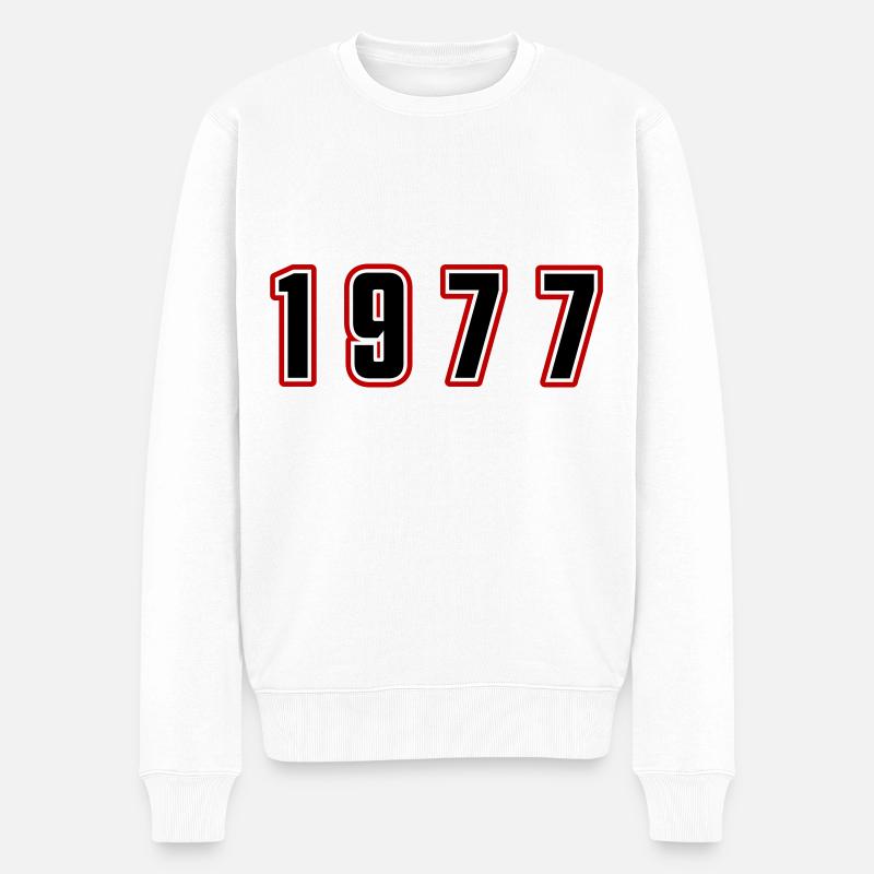 1977 Jahr Zahl - Männer Premium Bio Pullover - Weiß
