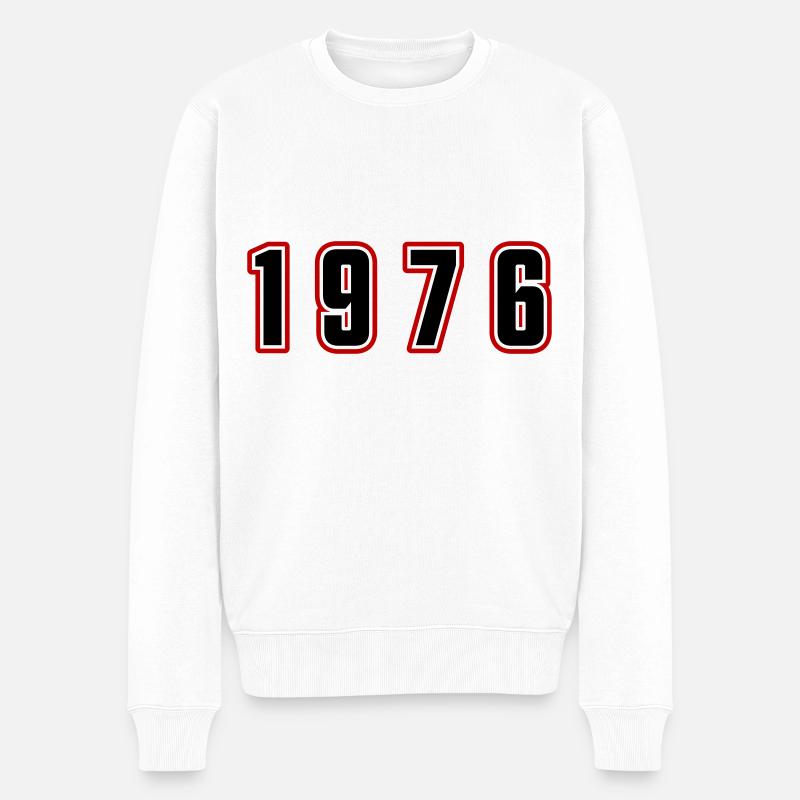 1976 Jahr Zahl - Männer Premium Bio Pullover - Weiß