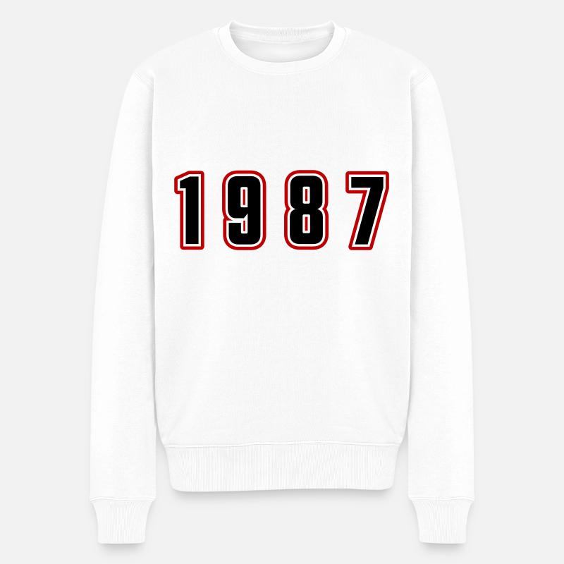1987 Jahr Zahl - Männer Premium Bio Pullover - Weiß