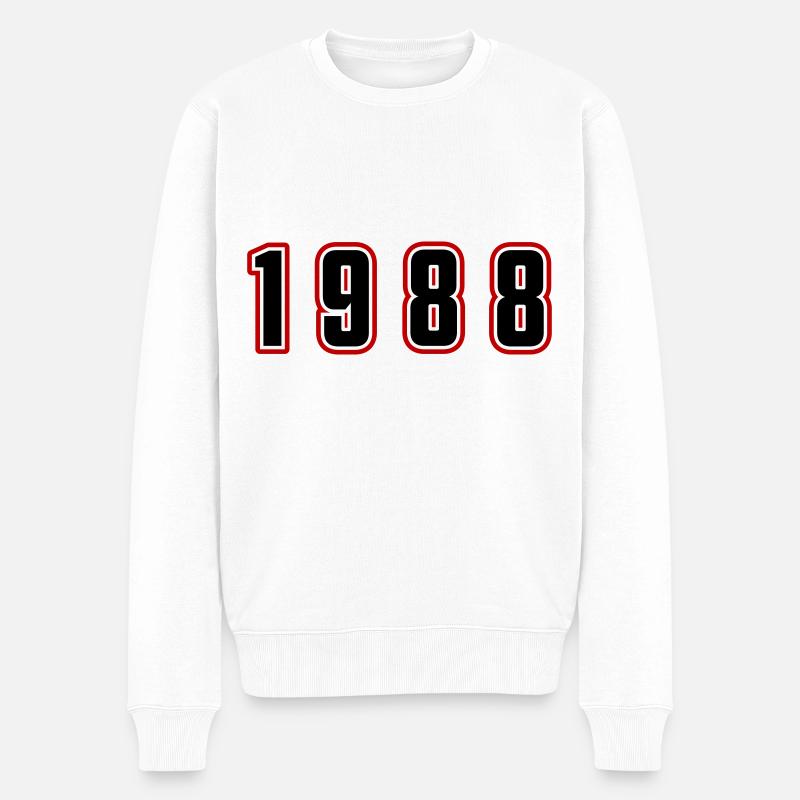 1988 Jahr Zahl - Männer Premium Bio Pullover - Weiß