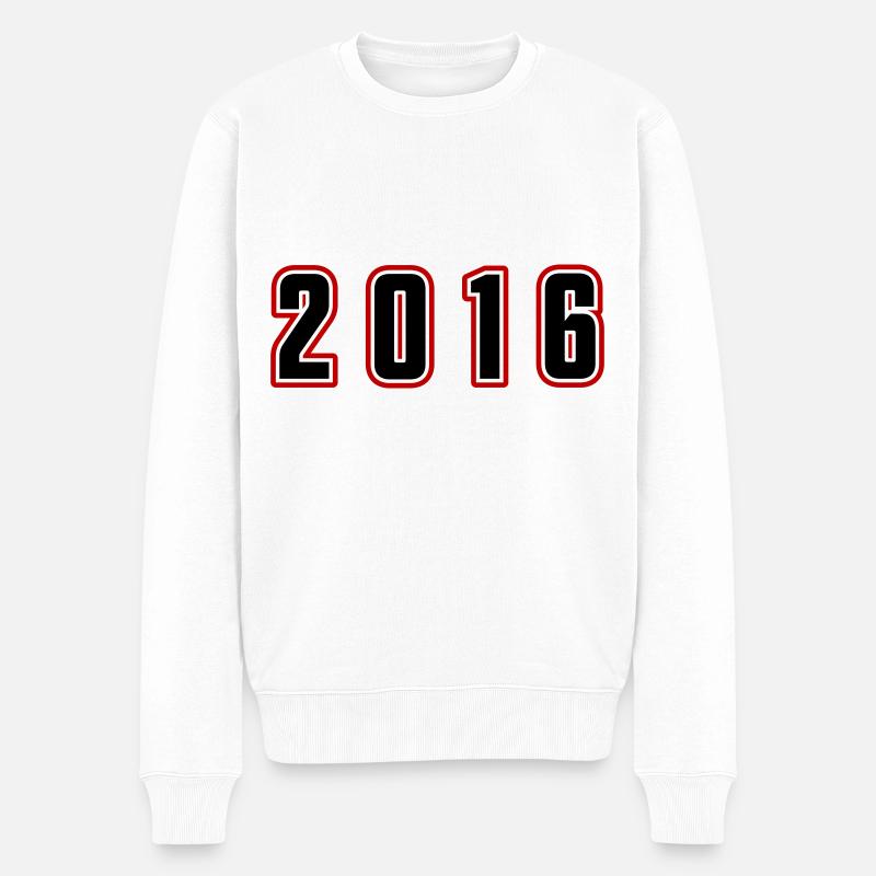 2016 Jahr Zahl - Männer Premium Bio Pullover - Weiß