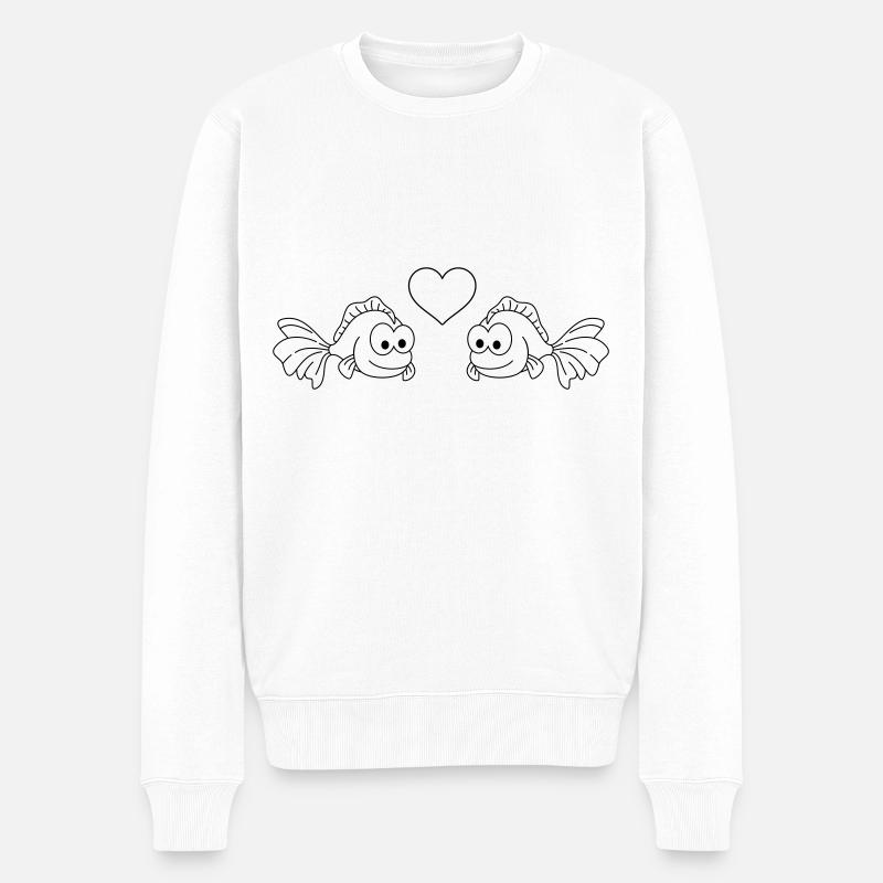 Goldfisch Comic Paar liebe - Männer Premium Bio Pullover - Weiß