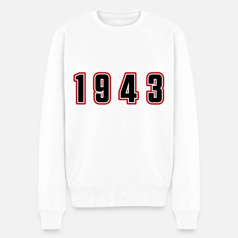 1943 Jahr Zahl - Männer Premium Bio Pullover - Weiß