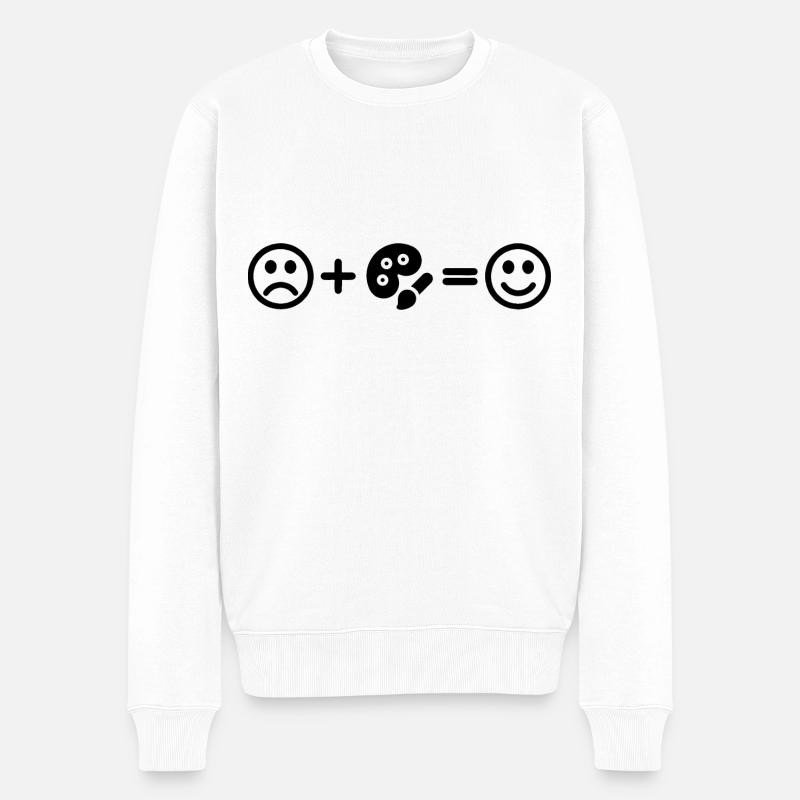 Künstler Smiley - Männer Premium Bio Pullover - Weiß