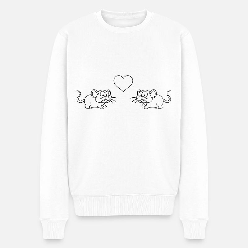 Souris Comic Couple Amour - Pull Premium bio Homme - blanc