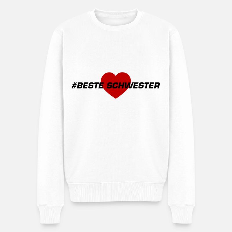 Beste Schwester Herz Liebe - Männer Premium Bio Pullover - Weiß