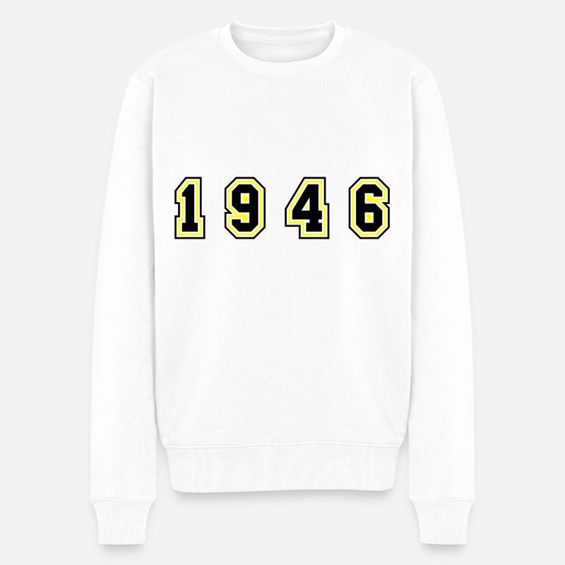 1946 Jahr Zahl - Männer Premium Bio Pullover - Weiß