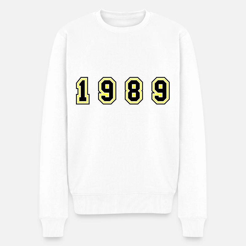 1989 Jahr Zahl - Männer Premium Bio Pullover - Weiß