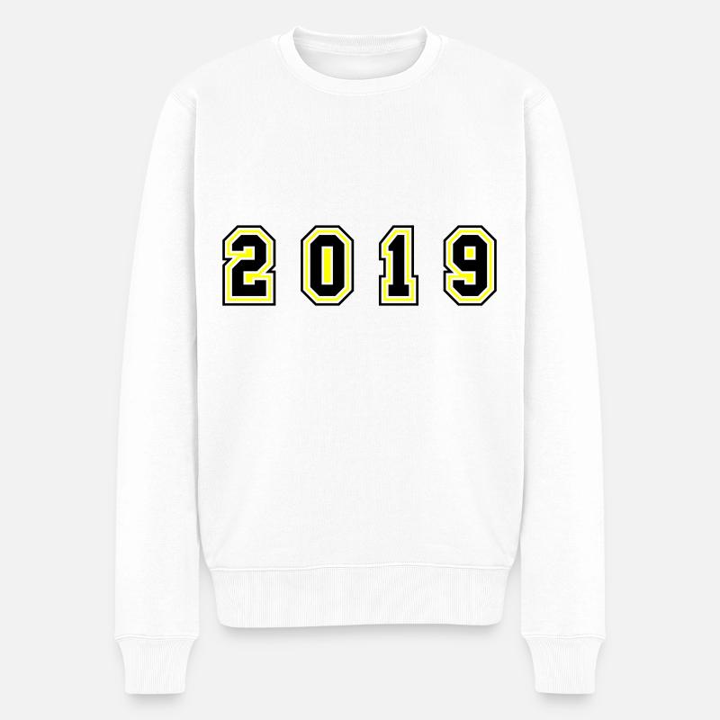 2019 Jahr Zahl - Männer Premium Bio Pullover - Weiß