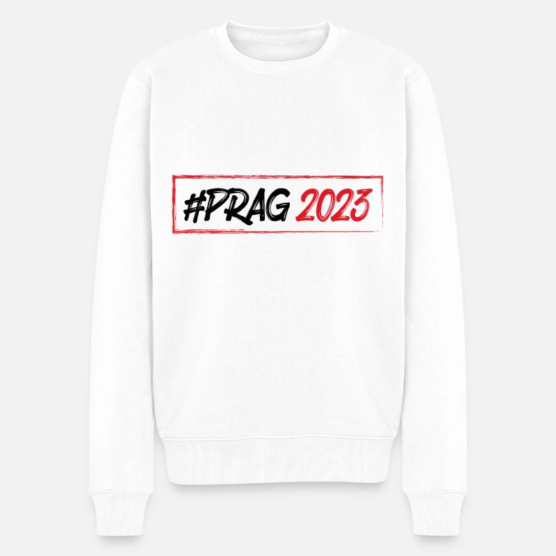 Prag 2023 - Männer Premium Bio Pullover - Weiß