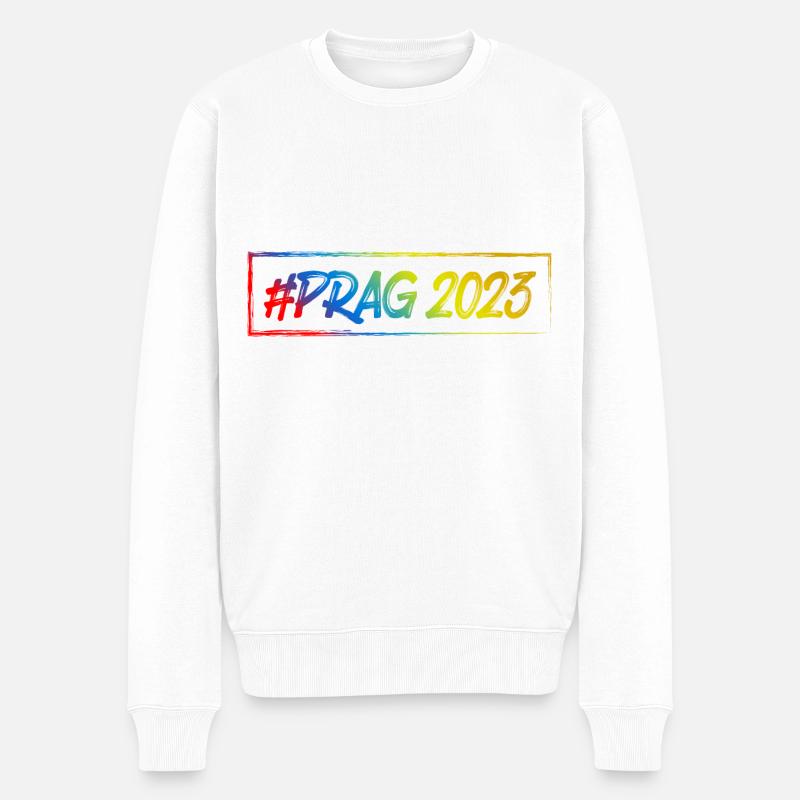 Prag 2023 - Männer Premium Bio Pullover - Weiß