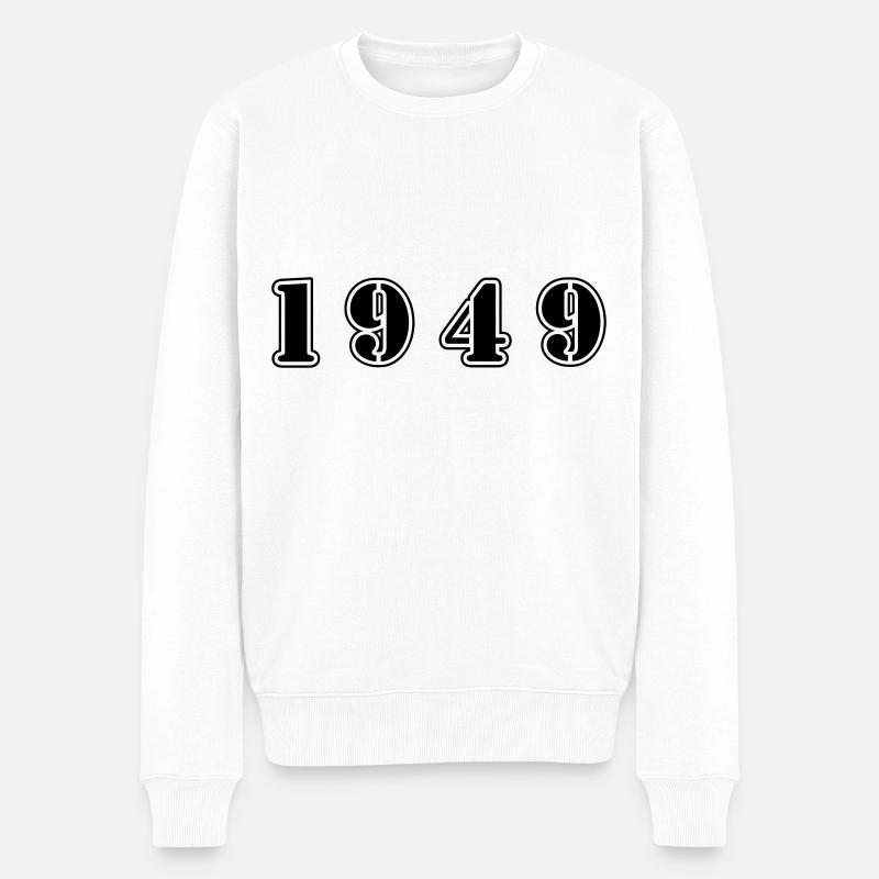 1949 Jahr Geburtstag - Männer Premium Bio Pullover - Weiß