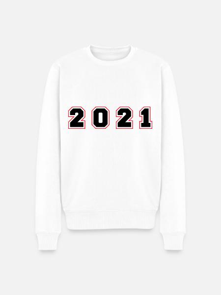2021 Year Number - Men's Premium Organic Jumper - white