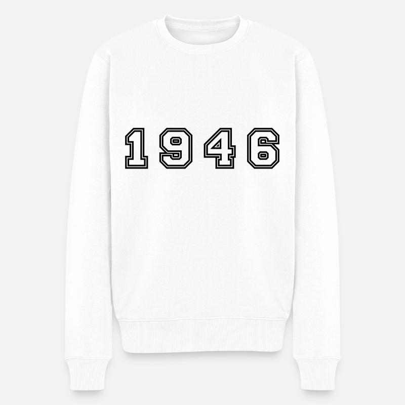 1946 Jahr Zahl - Männer Premium Bio Pullover - Weiß