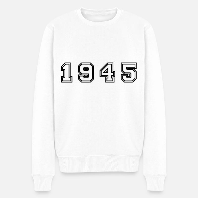 1945 Jahr Zahl - Männer Premium Bio Pullover - Weiß