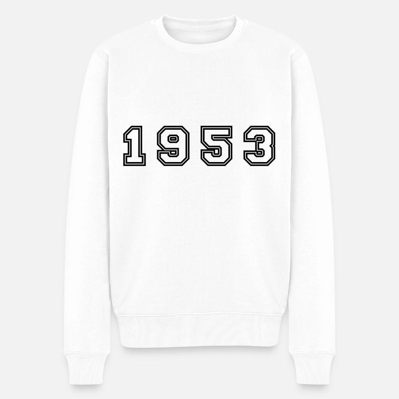 1953 Jahr Zahl - Männer Premium Bio Pullover - Weiß