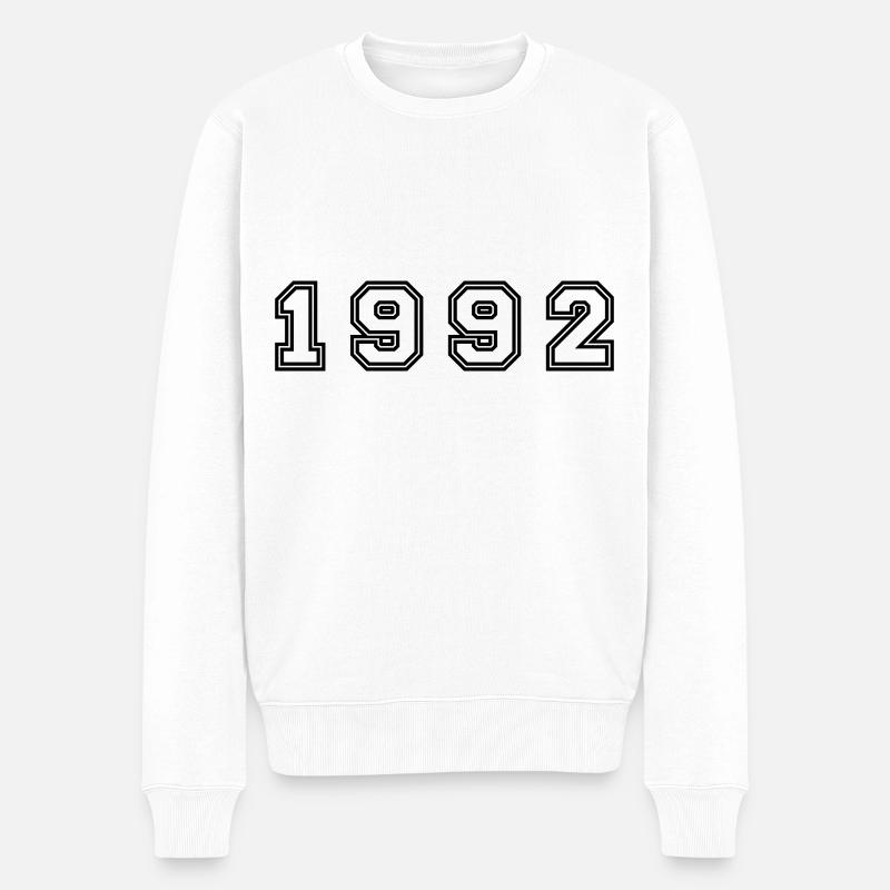 1992 Jahr Zahl - Männer Premium Bio Pullover - Weiß