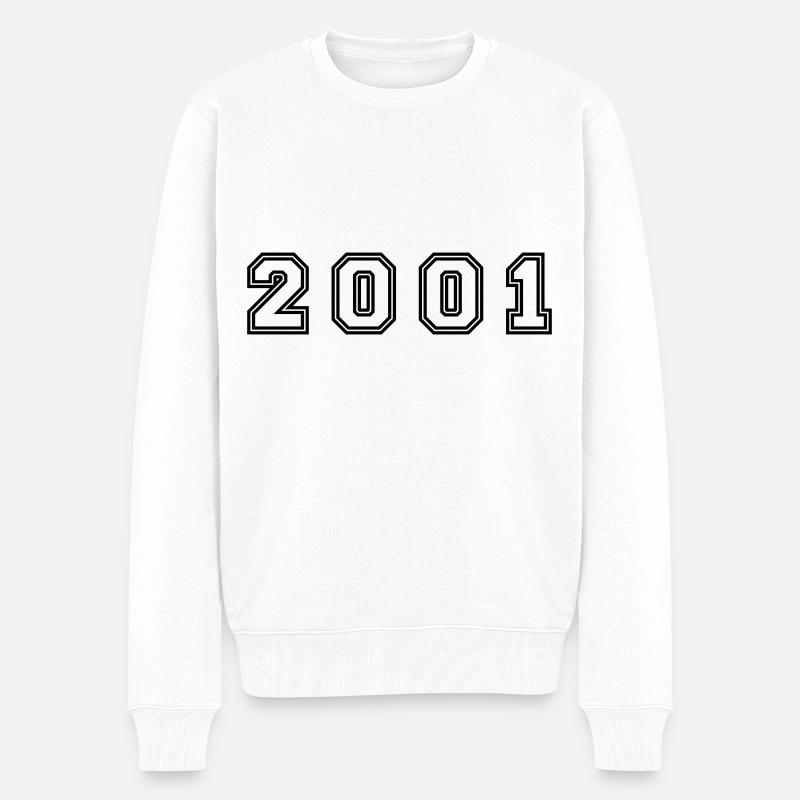 2001 Jahr Zahl - Männer Premium Bio Pullover - Weiß