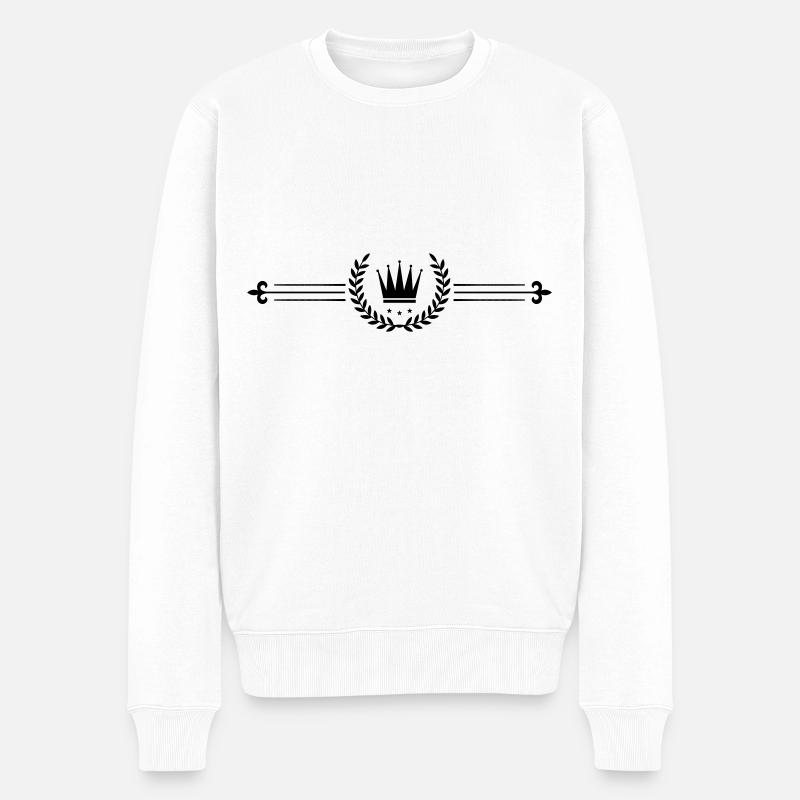 Krone Kranz - Männer Premium Bio Pullover - Weiß