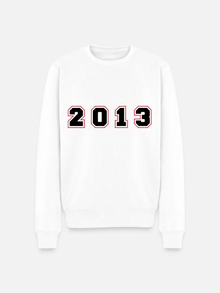 2013 Year Number - Men's Premium Organic Jumper - white