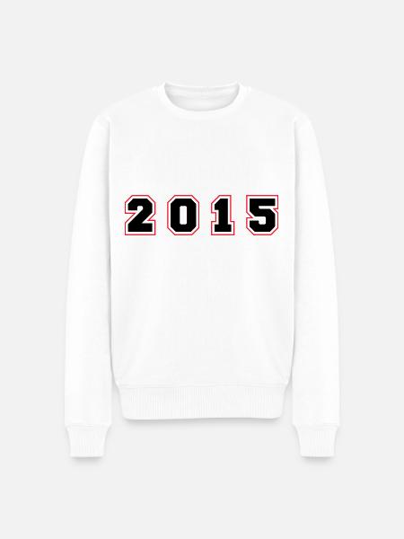 2015 Year Number - Men's Premium Organic Jumper - white