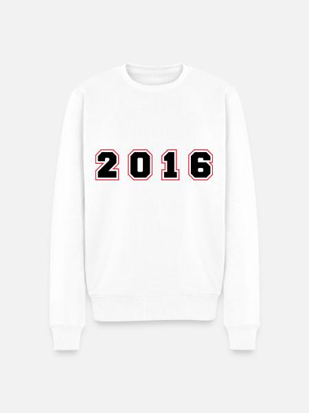 2016 Year Number - Men's Premium Organic Jumper - white