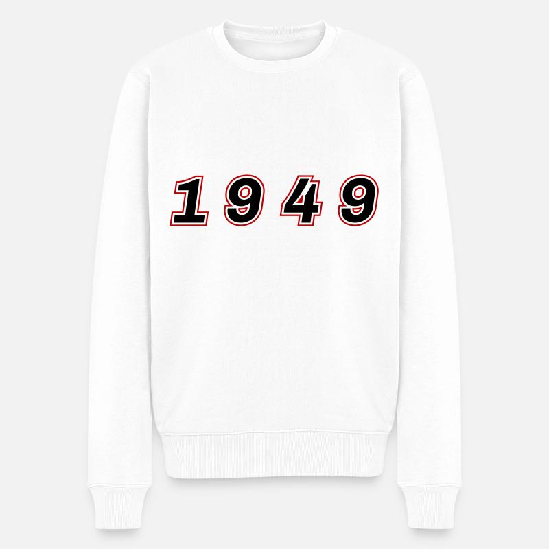 1949 Jahr Zahl - Männer Premium Bio Pullover - Weiß