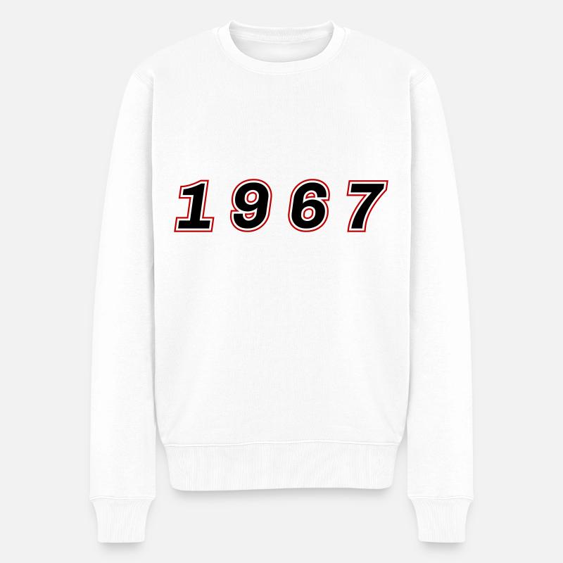 1967 Jahr Zahl - Männer Premium Bio Pullover - Weiß