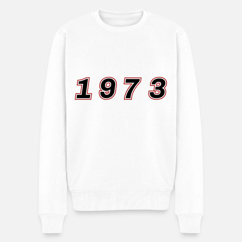1973 Jahr Zahl - Männer Premium Bio Pullover - Weiß