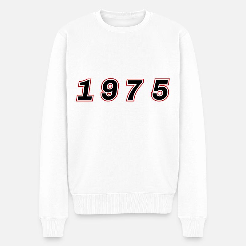1975 Jahr Zahl - Männer Premium Bio Pullover - Weiß
