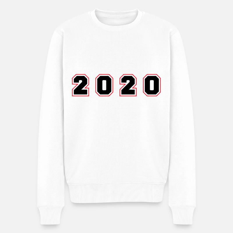 2020 Jahr Zahl - Männer Premium Bio Pullover - Weiß