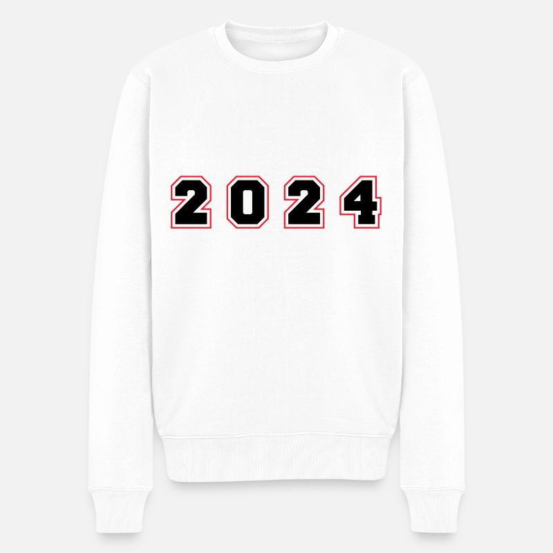 2024 Jahr Zahl - Männer Premium Bio Pullover - Weiß
