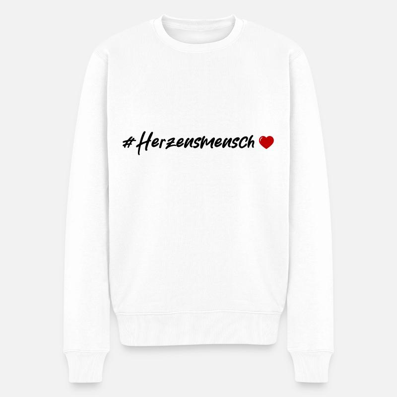 Herzensmensch Herz - Männer Premium Bio Pullover - Weiß