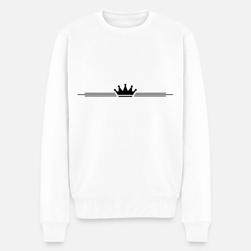 Krone Symbol Linie - Männer Premium Bio Pullover - Weiß