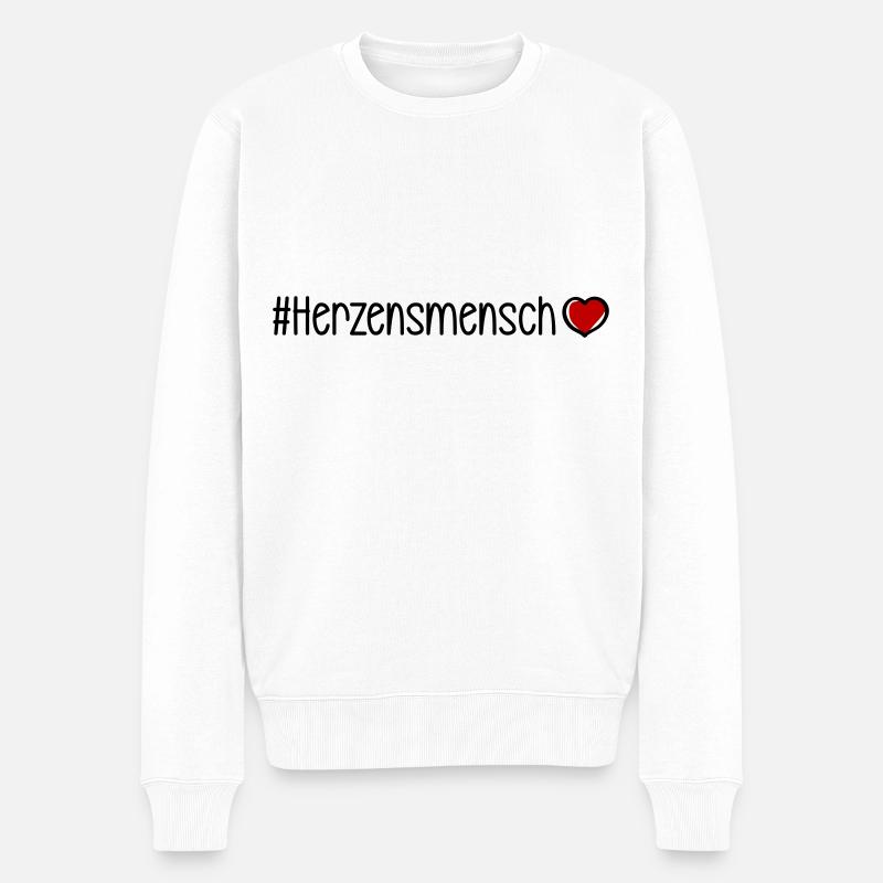 Herzensmensch Herz - Männer Premium Bio Pullover - Weiß
