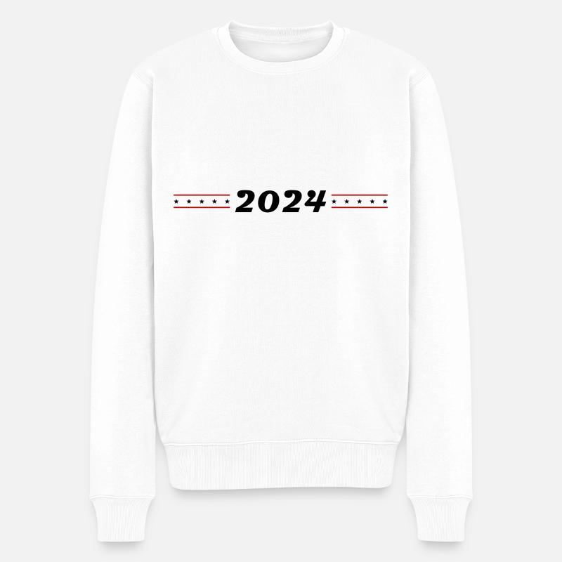 2024 Jahr - Männer Premium Bio Pullover - Weiß